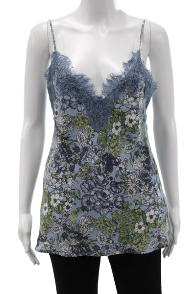Veronica Beard Women Silk Floral Tank Blue Size 6