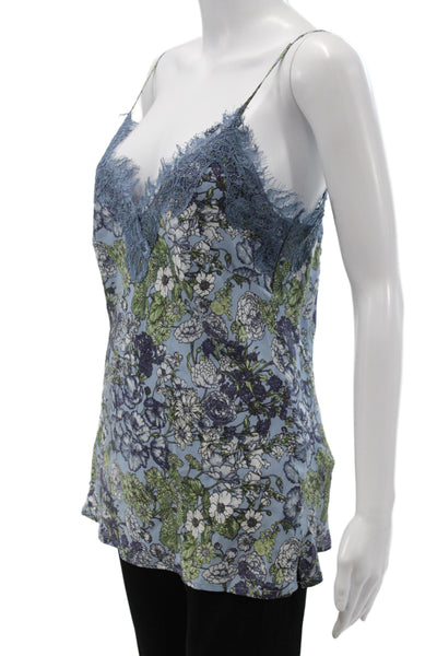 Veronica Beard Women Silk Floral Tank Blue Size 6