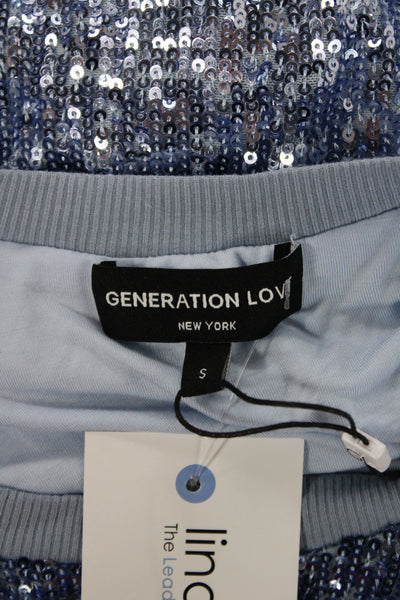 Generation Love Women Basic Blue T-Shirt Short Sleeve Crew Neck Size S