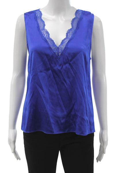 Generation Love Women Blue Silk Lace V-Neck Sleeveless Camisole Size S