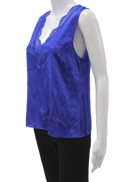 Generation Love Women Blue Silk Lace V-Neck Sleeveless Camisole Size S