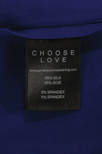 Generation Love Women Blue Silk Lace V-Neck Sleeveless Camisole Size S