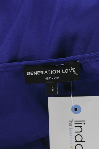 Generation Love Women Blue Silk Lace V-Neck Sleeveless Camisole Size S