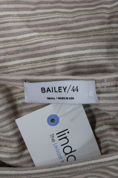 Bailey 44 Womens Jersey Tee Beige Striped 3/4 Sleeve Size S