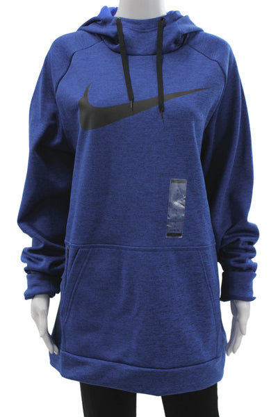 Nike Womens Floral Pullover Hoodie Blue High Neck Long Sleeve Size L