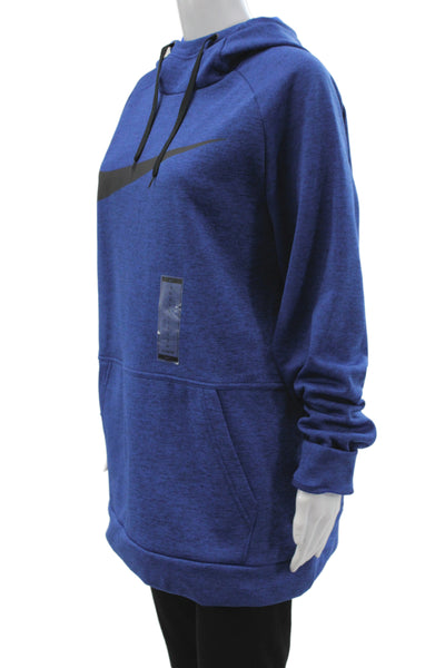 Nike Womens Floral Pullover Hoodie Blue High Neck Long Sleeve Size L