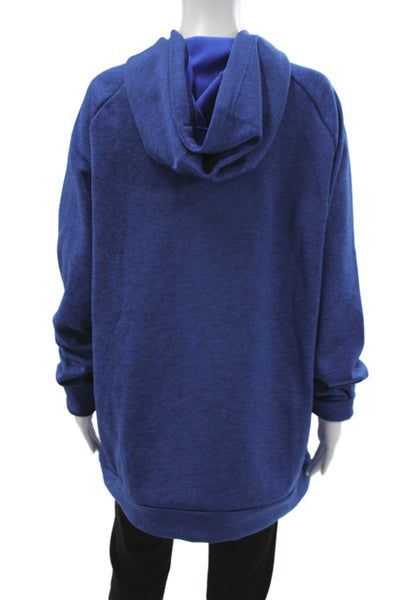 Nike Womens Floral Pullover Hoodie Blue High Neck Long Sleeve Size L