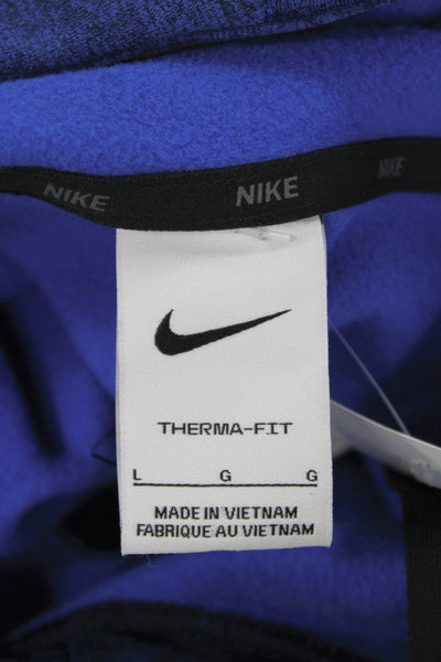 Nike Womens Floral Pullover Hoodie Blue High Neck Long Sleeve Size L