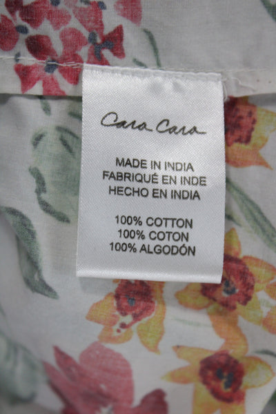 Cara Cara Womens Tunic Blouse Multicolor V-Neck 3/4 Sleeve Button Cotton Size S
