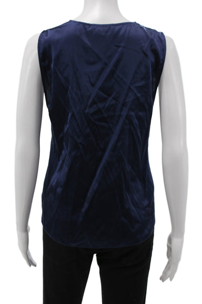 Generation Love Womens Silk V-Neck Lace Camisole Sleeveless Blue Size S