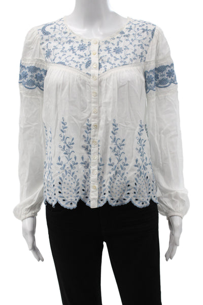 Love Shack Fancy Women Blue Floral Tunic Long Sleeve Size S