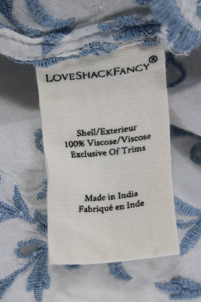 Love Shack Fancy Women Blue Floral Tunic Long Sleeve Size S