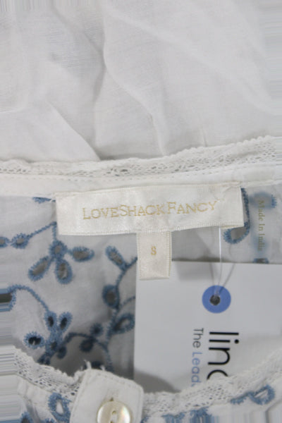 Love Shack Fancy Women Blue Floral Tunic Long Sleeve Size S