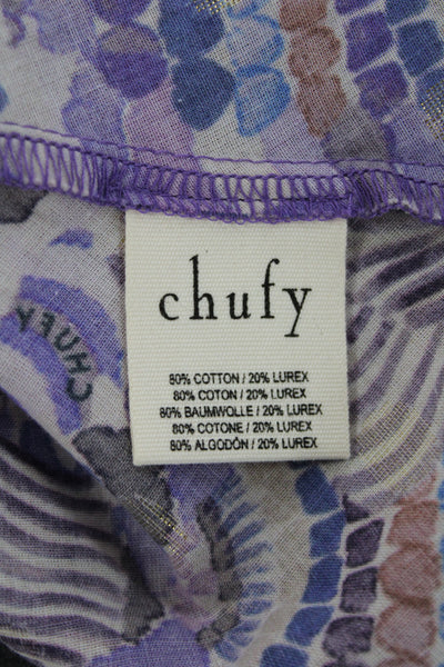 Chufy Women Tunic Multicolor Geometric Round Neck Tie Sleeveless Cotton Size S