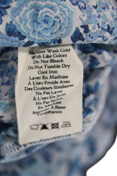 Love Shack Fancy Women Blue Floral Tunic Blouse Long Sleeve Size XS