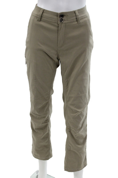 prAna Womens Beige Chino Pants Button Closure Nylon Outdoor Size 8