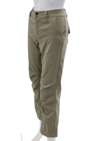 prAna Womens Beige Chino Pants Button Closure Nylon Outdoor Size 8