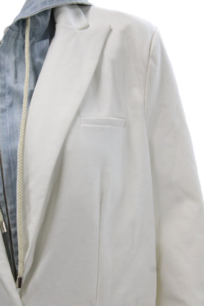 Central Park West Women White Basic Jacket Button Long Sleeve Size M
