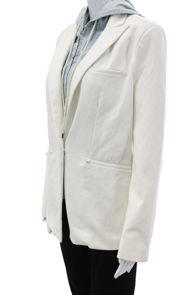 Central Park West Women White Basic Jacket Button Long Sleeve Size M