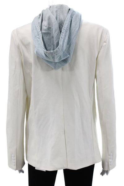 Central Park West Women White Basic Jacket Button Long Sleeve Size M