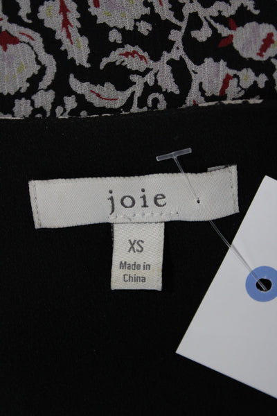 Joie Women Maxi Dress Black Silk Floral V-Neck Long Sleeve Size XS