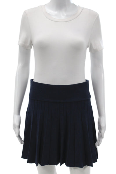 Minnie Rose Women Mini Skirt Blue Pull On Viscose Preppy Size M
