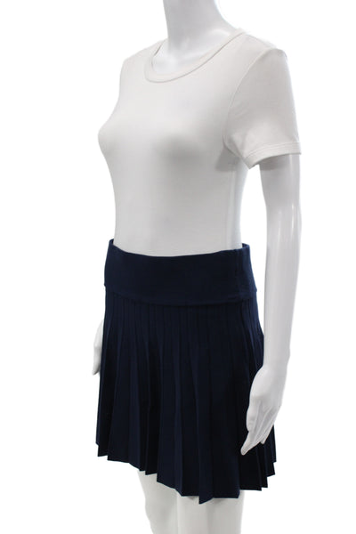 Minnie Rose Women Mini Skirt Blue Pull On Viscose Preppy Size M