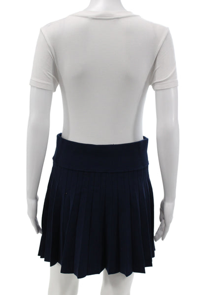 Minnie Rose Women Mini Skirt Blue Pull On Viscose Preppy Size M