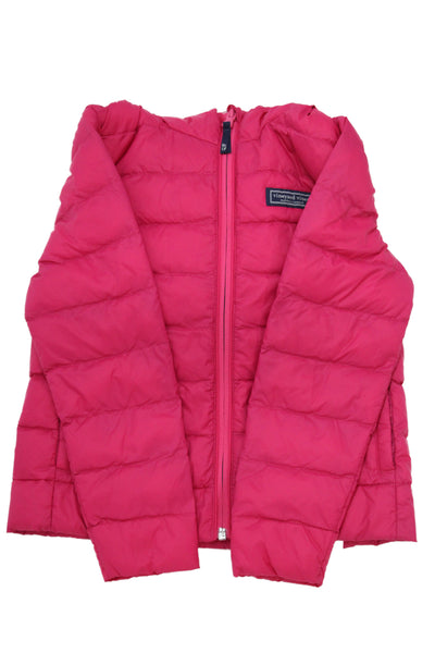 Vineyard Vines Girls Nylon Puffer Coat Pink Dark Purple Size 6
