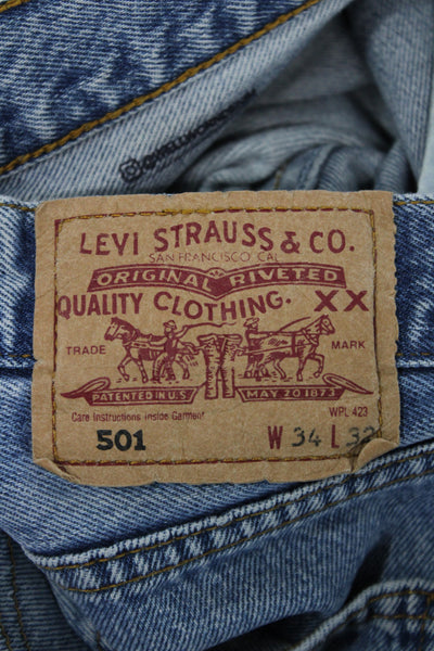 Levi Strauss & Co Mens Straight Blue Mid Rise Cotton Jeans Size 34W