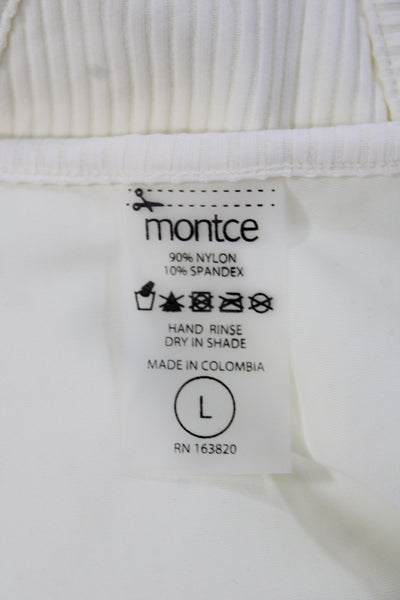 Montce Womens Ivory Bikini Bottoms 90% Nylon Solid Beach Size L