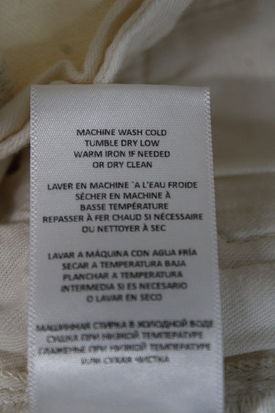 Redone Women Ivory Straight Cotton Jeans Button Closure Size 30