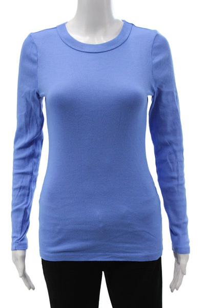 Michael Stars Womens Basic Blue Cotton Crew Neck Long Sleeve T-Shirt Size XS