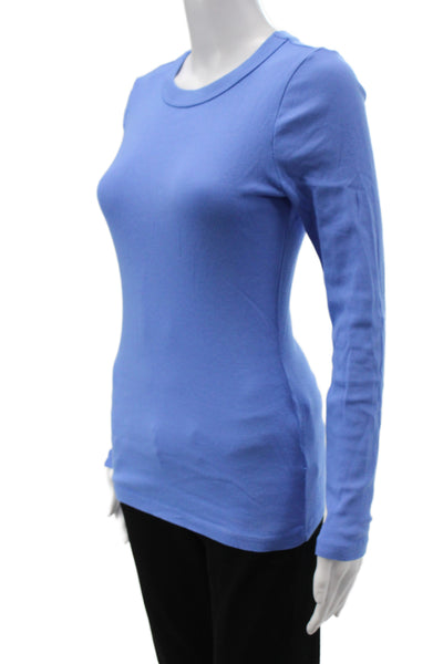 Michael Stars Womens Basic Blue Cotton Crew Neck Long Sleeve T-Shirt Size XS