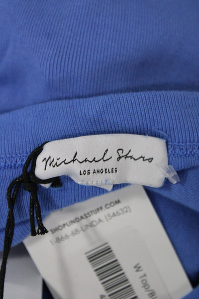 Michael Stars Womens Basic Blue Cotton Crew Neck Long Sleeve T-Shirt Size XS
