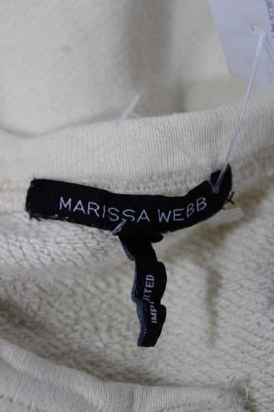 Marissa Webb Women Cropped Button-Up Henley Sweater Ivory Cotton Size XS