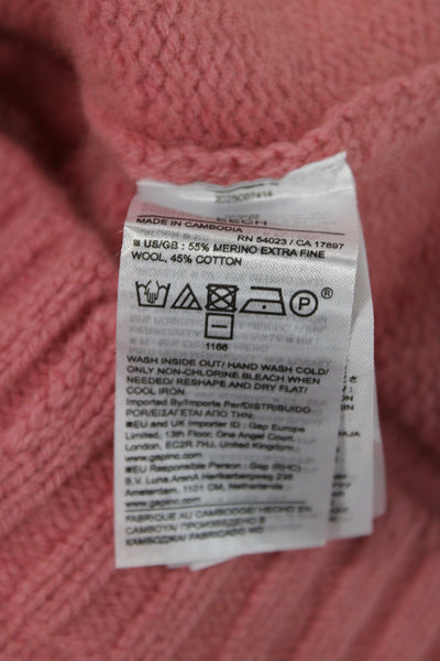 Banana Republic Women Pullover Sweater Pink Crew Neck Merino Wool Size 2XS