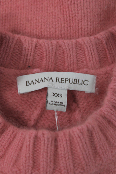 Banana Republic Women Pullover Sweater Pink Crew Neck Merino Wool Size 2XS