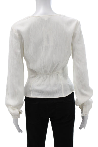 Banana Republic Women Basic V-Neck Long Sleeve White Blouse Size XS