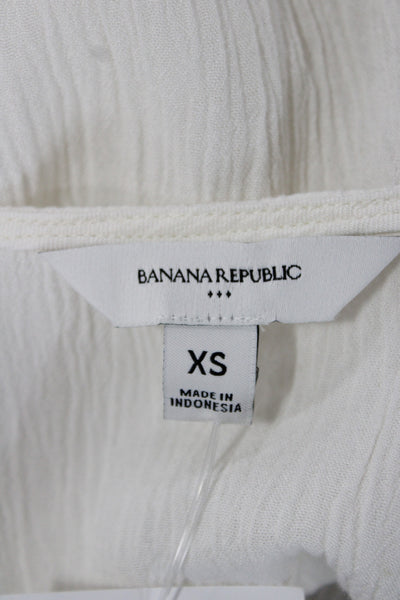 Banana Republic Women Basic V-Neck Long Sleeve White Blouse Size XS