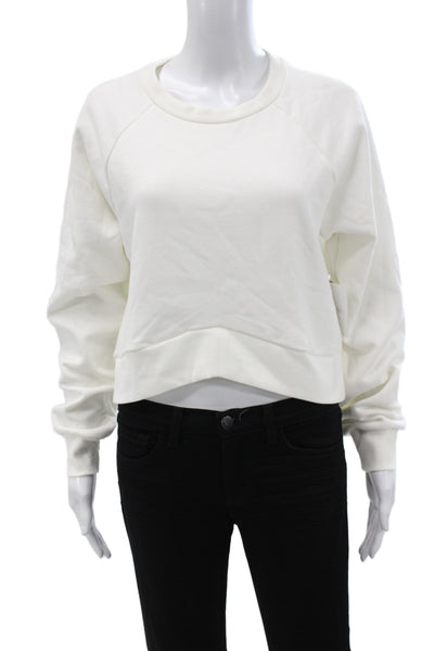 Beyond Yoga Womens Pullover Sweatshirt White Crew Neck Long Sleeve Size S