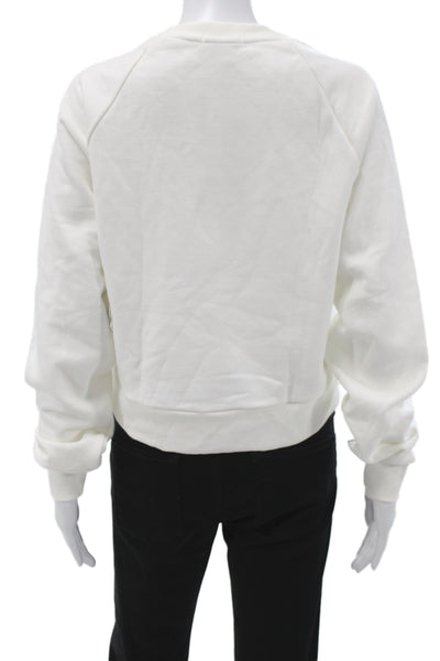 Beyond Yoga Womens Pullover Sweatshirt White Crew Neck Long Sleeve Size S
