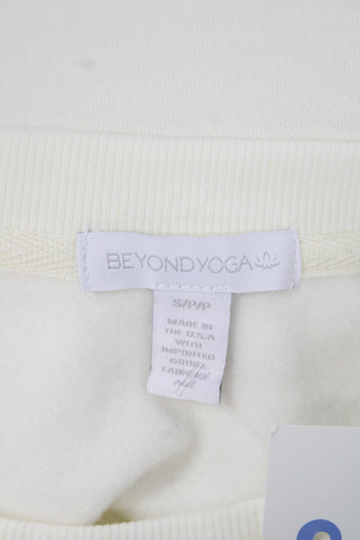 Beyond Yoga Womens Pullover Sweatshirt White Crew Neck Long Sleeve Size S