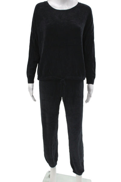 Barefoot Dreams Women Black Sweatsuit Scoop Neck Long Sleeve Size S