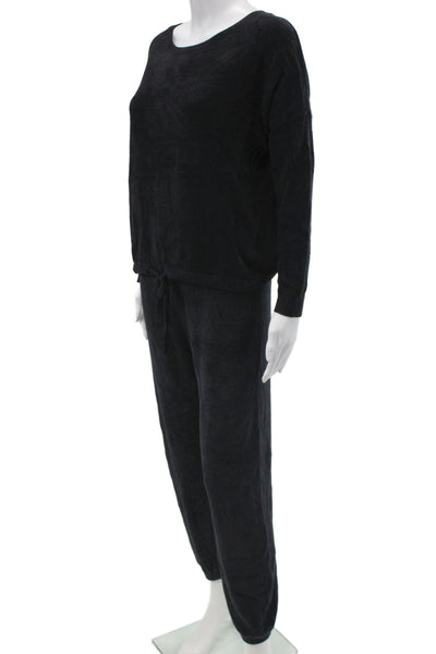 Barefoot Dreams Women Black Sweatsuit Scoop Neck Long Sleeve Size S