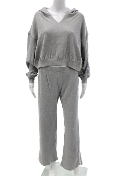 Daydreamer Women Sweatsuit Athleisure Gray V-Neck Long Sleeve Set Size S