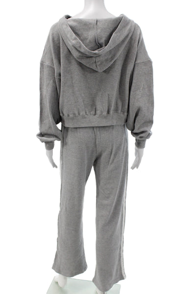 Daydreamer Women Sweatsuit Athleisure Gray V-Neck Long Sleeve Set Size S