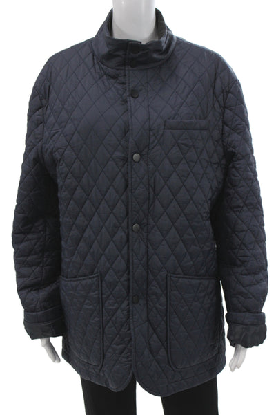 Vince Camuto Womens Quilted Jacket Black Nylon Button Size XL