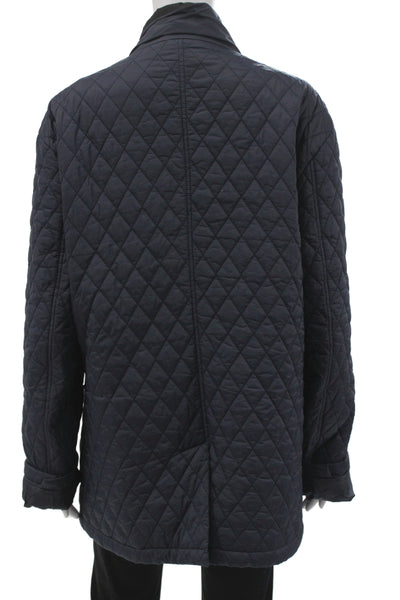Vince Camuto Womens Quilted Jacket Black Nylon Button Size XL