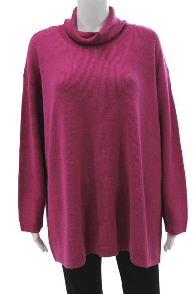 Eileen Fisher Womens Merino Cowl Pullover Sweater Purple Long Sleeve Size XL